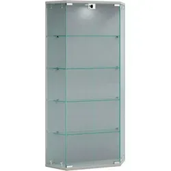 VCM Glasvitrine hängend - Modern und platzsparend - Vitrine aus ESG-Sicherheitsglas mit 4 verstellbaren Einlagenböden, zwei abschließbaren Drehtüren und optionaler Beleuchtung - ideal für stilvolle Präsentation.