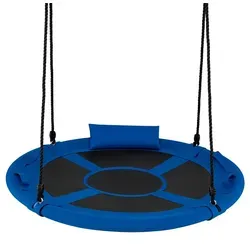COSTWAY Nestschaukel mit 100-180cm höhenverstellbarem Seil, Kissen & Griffe, Kinderschaukel, Baumschaukel bis 150 kg belastbar, Schaukel Blau - Blau