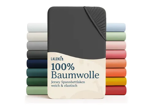 Laleni Jersey Spannbettlaken Babybett 60x120 cm - Oeko-TEX zertifiziertes Kinderbettlaken aus 100% Baumwolle in Anthrazit