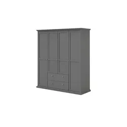 Drehtürenschrank Chester, grau, 182x201x61 cm - Kleiderschrank Chester in grau, bietet viel Stauraum und hochwertige Materialien für langlebige Nutzung. Ideal für Ihr Schlafzimmer!