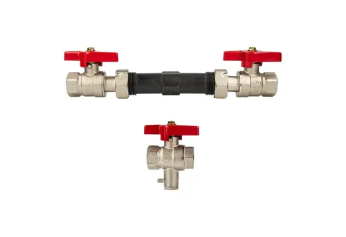 tecuro Wasserzähler Einbausatz zu Wärmezähler 3/4 Zoll (DN20) x 130 mm - mit Kugelhähnen, (inkl. Dichtung)