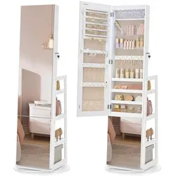 SONGMICS Schmuckschrank mit Ganzkörperspiegel und LED-Beleuchtung