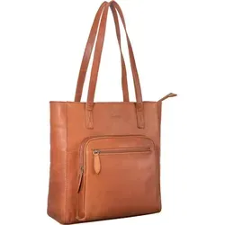 Benthill Shopper Damen Echt Leder Handtasche - Shopper aus hochwertigem Echtleder in elegantem Braun, ausgestattet mit praktischem Reißverschlussfach für sichere Aufbewahrung.