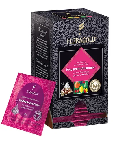 Floragold Früchtetee Knusperhäuschen®, 15er Pyramidenbeutel