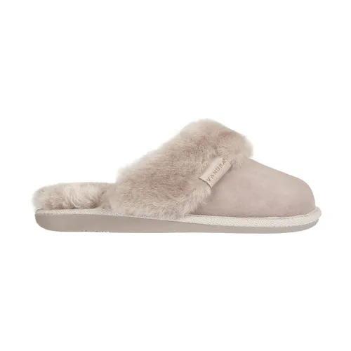 Vanuba Cashmere Handmade Damen Hausschuhe aus Schafwolle, Beige, Größe 41 EU