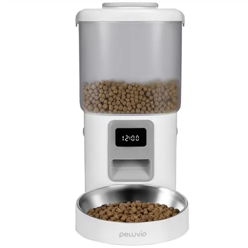 Peluvio Crispy Futterautomat für Hunde, Automatischer Futterspender mit Timer und Notstrom