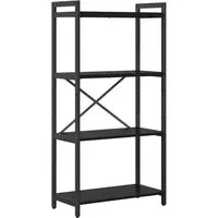 vidaXL Schwarzes Eichenbuchregal 60 x 30 x 118 cm - Regal im industriellen Stil aus Holzwerkstoff und Stahlrahmen, mit verstellbaren Füßen für Stabilität auf unebenen Böden und viel Stauraum für Bücher und Dekoration.
