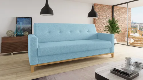 Sofa Wood mit Schlaffunktion in blau von Sofnet
