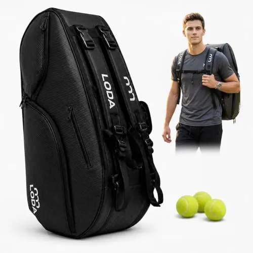 LODA Racket Pro Tennistasche 92L mit Rucksackfunktion für bis zu 6 Schläger