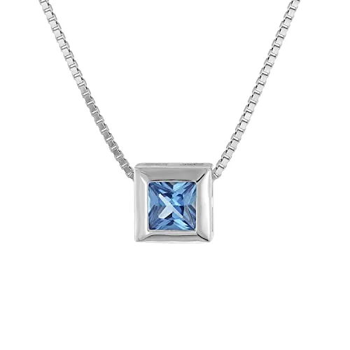 trendor Damen-Kette 925 Silber mit Zirkonia London Blau - Ketten für Damen, eleganter Anhänger aus 925 Sterlingsilber mit facettiertem Zirkonia in London Blau, ideal als Geschenk für besondere Anlässe.