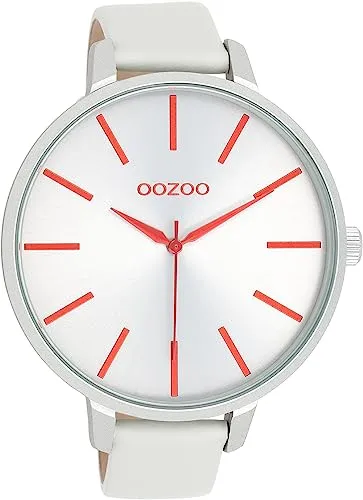 OOZOO Quarzuhr XL Damenuhr C11160 - Armbanduhren mit hochwertigem Miyota Quarzlaufwerk, extragroßem 48 mm Gehäuse und stilvollem silbergrauem Zifferblatt. Ideal für modebewusste Frauen.