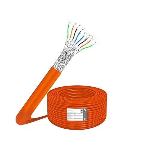ProfiPatch Cat 7 Netzwerkkabel Verlegekabel Ethernet Kabel 10 Gbit 1000 MHz Datenkabel S/FTP AWG23 PIMF LSZH Duplex orange 25m