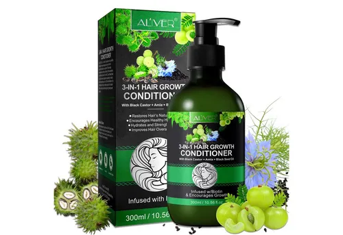 ALIVER Haarspülung Haar Conditioner Haarpflege mit Rizinusöl Amlaöl Schwarzkümmelöl, 1-tlg., Vegan, mit Biotin angereichert