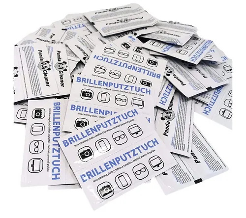 PandaCleaner Feuchte Brillenputztücher - Brillenputztuch antibakteriell Reinigungstücher (TU Krepp, Spar-Set, 200 x Brillenputztücher (12cm x 14cm), Fusselfrei)