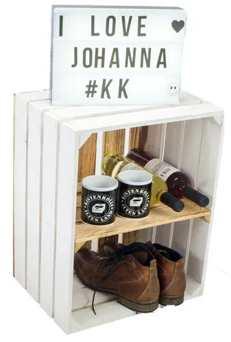 Obstkiste Johanna mit Mittelbrett geflammt Aufbwahrungsbox Schuhregal Weinkisten