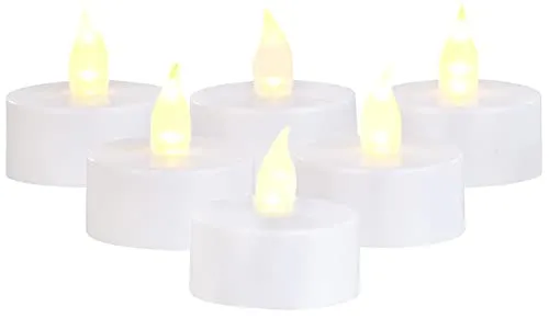 Britesta 6er-Set LED-Teelichter, täuschend echte flackernde Flamme, Timer, IP44 (Stimmungslicht)