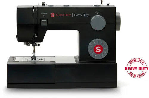 Singer Heavy Duty Nähmaschine 4432 Black Sonderedition - Nähmaschine für den Heimgebrauch, ideal für dicke Stoffe wie Denim, mit robustem Metallrahmen und vielseitigen Funktionen wie Freiarm und Nadeleinfädler.