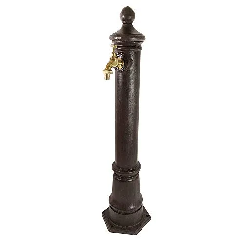 zeitzone Wasserzapfsäule - Antik-Stil Gartenbrunnen 80cm - Wasserhähne: Nostalgische Wasserzapfsäule aus Aluguss im antiken Design, voll funktionsfähig mit Messingwasserhahn, ideal für Gartenliebhaber und als dekorativer Blickfang.