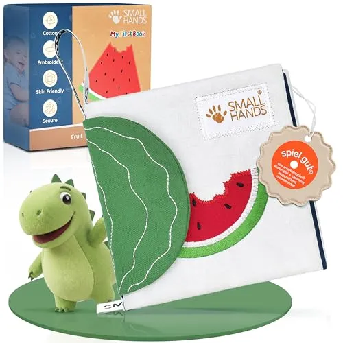 MY FIRST BOOK® Exotische Früchte Baby Stoffbuch | Montessori Fühlbuch für die ersten Entdeckungen - Entdecke mit deinem Baby die Welt der Sinne! Dieses weiche Fühlbuch aus der Small Hands Serie fördert das Greifen und Erkunden ab der Geburt mit kontrastreichen Farben und unterschiedlichen Materialien.