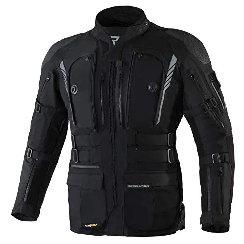 REBELHORN Patrol Motorradjacke Herren | Cordura | Sympatex Membran | Ellbogen und Schulterprotektoren Stufe 2 | Rückenprotektor Stufe 1 | Thermofutter | Belüftungspaneele