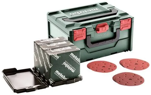 Metabo Metabox Schleifmittel-Set Ø150mm - Zubehör für Elektrowerkzeug, multi-hole Schleifmittel für professionelle Anwendungen auf Holz und Metall, ideal für perfekte Oberflächen.