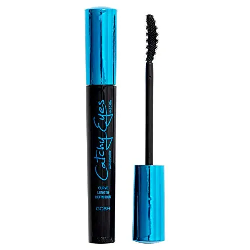GOSH Catchy Eyes Mascara Waterproof für extra lange, definierte Wimpern I für den besten Cat Eye Effekt I wasserfeste Wimperntusche I parfümfrei & hautverträglich Iideal für Sport & Strand I 001 Black