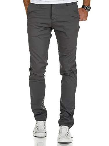 REPUBLIX Herren Regular Slim Stretch Chino Hose Fit R7009 Dunkelgrau W34/L30