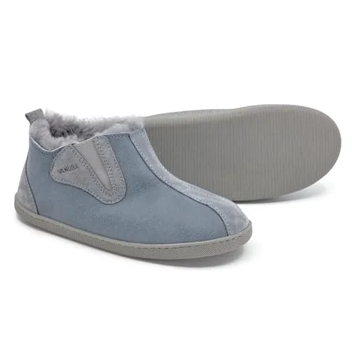Vanuba Columbia Lammfell Hausschuhe Damen - Bequeme Pantoffeln für den Winter - Hausschuhe aus weichem Naturleder und kuscheligem Lammfell, mit rutschfester Gummisohle für optimalen Tragekomfort und Wärme – perfekt für kalte Tage.