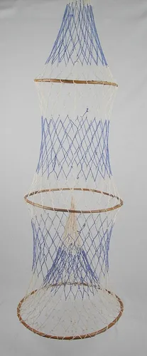 Fischreuse mit 3 Ringen ca. 1 m Fischernetz naturfarben-blau zur Dekoration