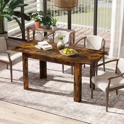 COSTWAY Esstisch erweiterbar 158 x 70cm, Küchentisch Esszimmertisch für 4-6 Personen bis 110kg, Tisch rechteckig Vintage Braun - Braun
