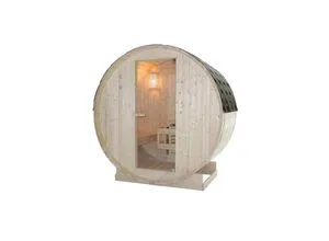 SANOTECHNIK Fasssauna TROMSÖ M - Outdoor-Sauna für entspannende Wellnessmomente, ideal für ganzjährige Nutzung in der Natur.