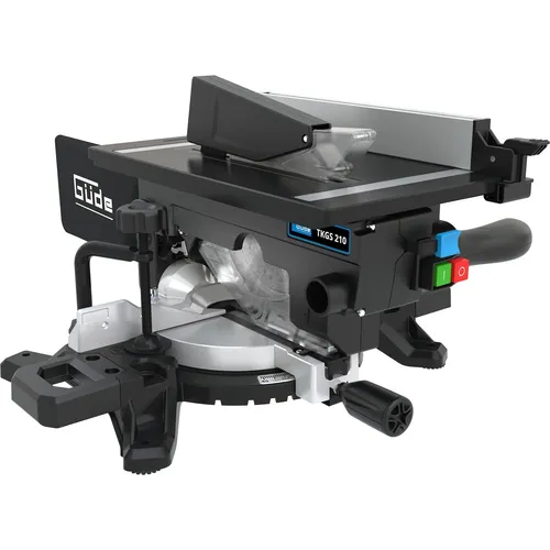 Güde 55270 Tisch- & Kappsäge TKGS 210 - 2 in 1 Säge - Sägen - Die TKGS 210 vereint Kapp- und Gehrungssäge sowie Tischkreissäge in einem Gerät. Mit 1500 Watt Motor und integriertem Laser für präzise Schnitte und Sicherheit durch Materialklemme und Wiederanlaufschutz.