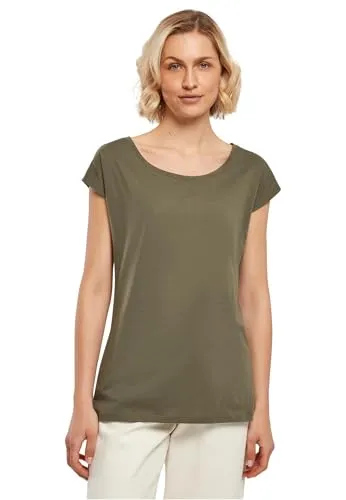 Build Your Brand Damen T-Shirt Ladies Wide Neck Tee, Farbe Olive, Größe XXL