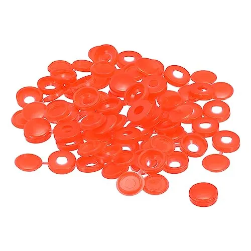 sourcing map 100Stk 5mm Scharnierte Schraube Deckel Kappen Plastik Klappbare Schraube Schnappdeckel Unterlegscheibe Schutzhülle für M3 M4 M5 Schrauben Rot