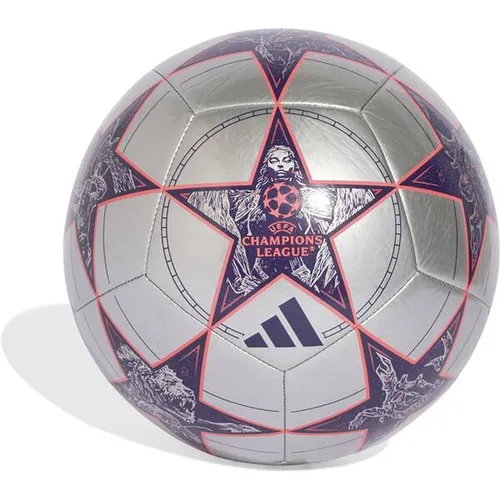 adidas Performance Football UCL CLUB 25/26 LEAGUE STAGE BALL - Fußball mit Größe 4, ideal für Wettkämpfe und Training, bietet optimale Spielkontrolle und ist in stylischem Silber und Dunkelpurpur erhältlich.