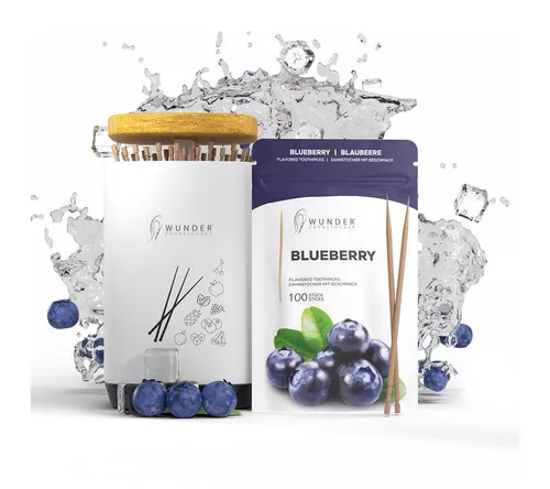 Wunder Zahnstocher Mundpflegecenter Wunder Zahnstocher - 1x Blaubeere RF + 1x Zahnstocherspender