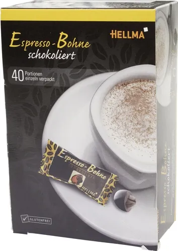 Hellma Espressobohnen schokoliert zartbitter 40 St. 44g-Mini Box - Nüsse & Nussmischungen, köstliche zartbittere Espressobohnen in schokoladiger Hülle – der perfekte Snack für Kaffeeliebhaber!