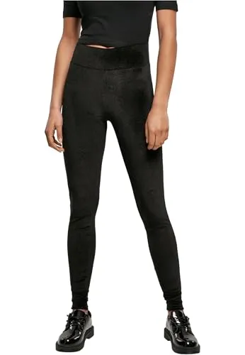 Urban Classics Ladies High Waist Velvet Leggings - Elegante schwarze Leggings für Damen XXL - Leggings für Damen mit hohem Bund und Slim Fit, ideal für einen stylishen Look und hohen Tragekomfort. Perfekt für jeden Anlass!