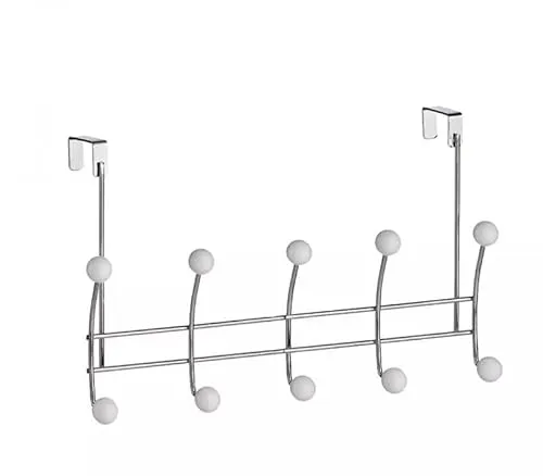 RV-Parts Türgarderobe Edelstahl zum Einhängen - Türhakenleiste 5 cm Türpfalz mit 5 Haken