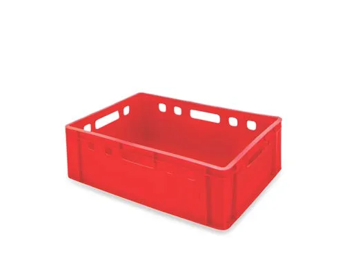 aidB Fleischerkasten E2 rot 600 x 400 x 200 mm, Lebensmittelecht mit geschlossenem Boden und Seiten