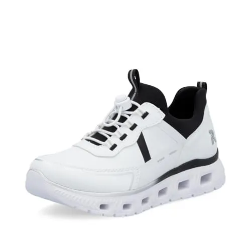 Rieker Damen Low-Top Sneaker M6062 - Damen-Sneaker in Weiß Kombi (80) mit flacher EVA-Laufsohle für optimalen Tragekomfort, ideal für Freizeit und Sport.