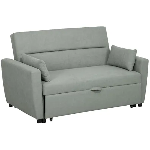 Homcom Schlafsofa Hellgrau – 2-in-1 Couch & Gästebett - Multifunktionales Schlafsofa in elegantem Hellgrau, ideal für Wohnzimmer. Mit dreifach verstellbarer Rückenlehne für optimalen Komfort und entspannte Momente.