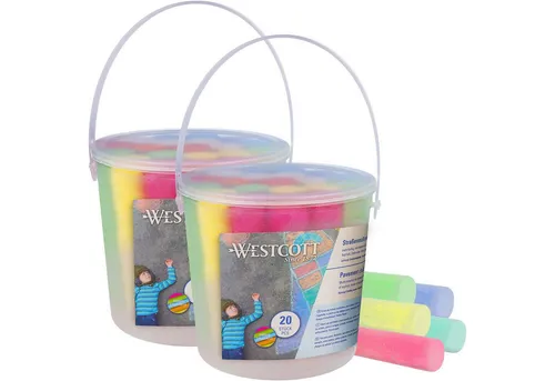 WESTCOTT Malkreide Straßenmalkreide (2er Set), 2 x 20 Stück Straßenkreide für Kinder, (Vorteilspack, 2-tlg), leicht abwaschbar