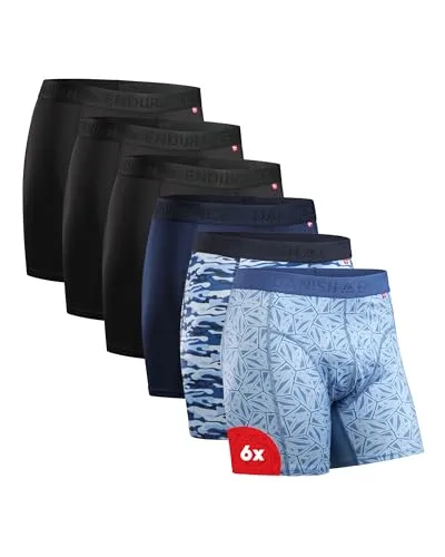SPORT BOXERSHORTS - 6-Pack in Schwarz, Blau, Camouflage & Mosaik - 4XL - Funktionsunterwäsche für Männer, optimal für intensives Training. Leichtes, feuchtigkeitsableitendes Material sorgt für höchsten Tragekomfort ohne Ablenkung.