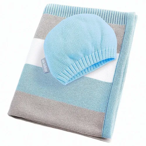 sei Design Baby Kuscheldecke + Mütze | Babydecke 90 x 70 cm aus 100% Baumwolle