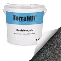 Terralith Buntsteinputz 15kg in grau-anthrazit - Hochwertiger Sockelputz für Innen und Außen mit Naturstein-Körnung, witterungsbeständig und langlebig - ideal für attraktive Wandgestaltungen.