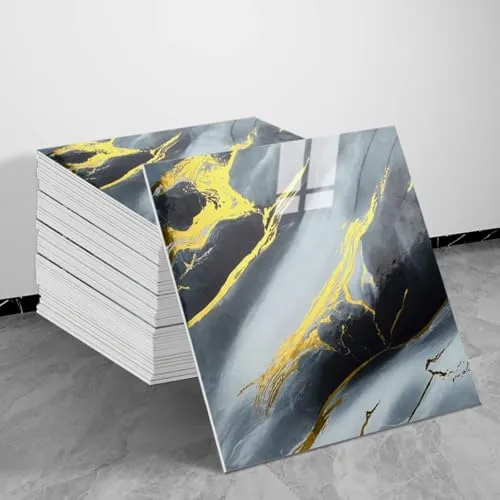 Marmor Effekt Vinyl Bodenfliesen, Wandfliesen Aufkleber, 20pcs-30x30cm Selbstklebende Peel & Stick Wand/Boden Aufkleber, Wasserdicht Abnehmbare Dekor (10pcs-30x30cm,TJ288)