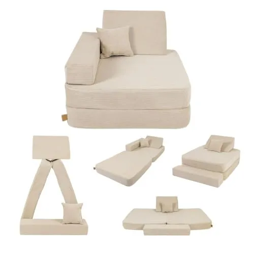 Angelove Kindersessel - Faltbare Kindercouch für Kinderzimmer - Sessel fürs Kinderzimmer, bequemer und multifunktionaler Kindersessel aus strapazierfähigem Velours-Kord, ideal zum Sitzen, Spielen und Entspannen.