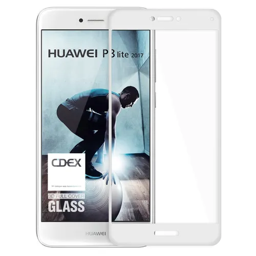 9H Hartglas Huawei P8 Lite 2017 Glas Folie 3D Display Schutz FullCover Weiß