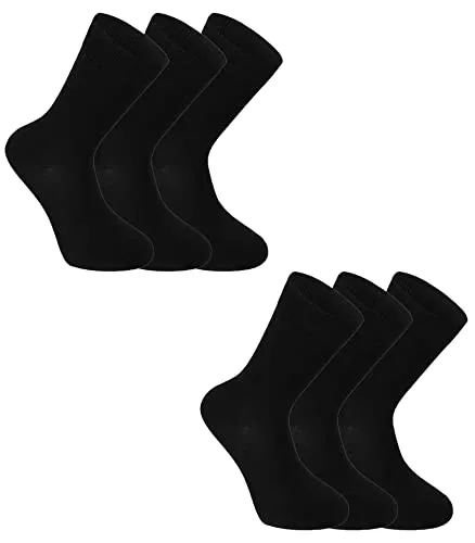 Baxboy Socken Herren und Damen 12-Paar Pack, Komfort Business Socken, Atmungsaktive Baumwollsocken, Freizeitsocken Schwarz,Grau,Blau 39-42 | 43-46, Farbe:6 Paar | Schwarz, Größe:43-46